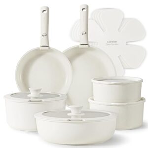 CAROTE 17pcs Pots and Pans Set, Nonstick Cookware Set Detachable Handle, Induction Kitchen Cookware Sets Non Stick with Removable Handle, RV Cookware Set, Oven Safe, Saucepan Set