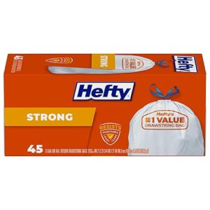 Hefty Strong Tall Kitchen Trash Bags, Unscented, 13 Gallon, 45 Count