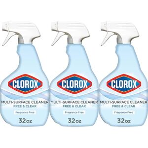 Clorox Free & Clear Multi Surface Cleaner, Spray Bottle, Fragrance Free, 32 Fluid Ounces, Pack of 3