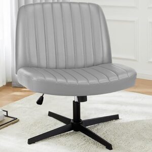 DUMOS Criss Cross Chair Legged Office Wide Comfy Desk Seat, No Wheels Armless Computer Task Seating, Swivel Vanity Home Height Adjustable