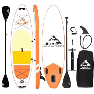 Polar Outdoors by Roc Inflatable Stand Up Paddle Board with Premium SUP Paddle Board Accessories, Wide Stable Design, Non-Slip Comfort Deck for Youth & Adults