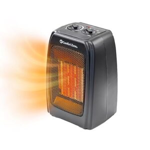 Comfort Zone CZ442E Personal Energy Save Ceramic Heater - 1500W Portable with Adjustable Thermostat, Tip-Over Switch & Overheat Protection, Black