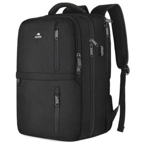 MATEIN Carry on Backpack, Large 40L Flight Approved Travel Backpack with USB Port, TSA Personal Item Travel Bag fits 17" Laptop, Water Resistant Luggage Overnight Weekender Bag for Men & Women, Black