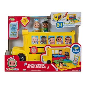 CoComelon Transforming School Time Bus - Lights and Sounds - 3 Favorite Songs - 6 Areas of Play - Removable JJ and Cody Figures - Toys for Kids and Preschoolers