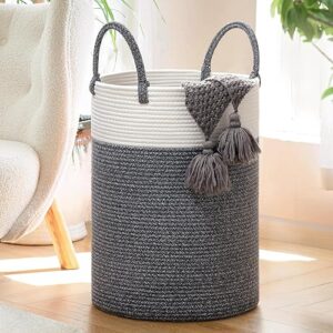 INDRESSME Large Laundry Basket, 60L Blanket Storage Basket, Kids Laundry Baskets for Toys, Rope Baskets for Clothes, Hampers for Bedroom, 19.7 x 13.8 inches