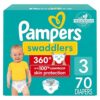 Pampers Diapers - Swaddlers 360 - Size 3, 70 Count, for up to 100% Leakproof Premium Skin Protection