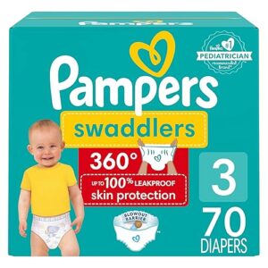 Pampers Diapers - Swaddlers 360 - Size 3, 70 Count, for up to 100% Leakproof Premium Skin Protection
