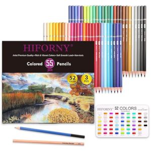 55 Pack Colored Pencils Set for Adult Coloring,52 Colors Coloring Pencils with Extras,Drawing Pencils Art Craft Supplies for Adults Beginners