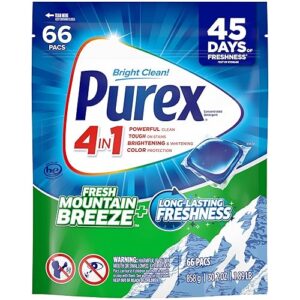 Purex 4-in-1 Laundry Detergent Pacs, Fresh Mountain Breeze, 66 Pacs