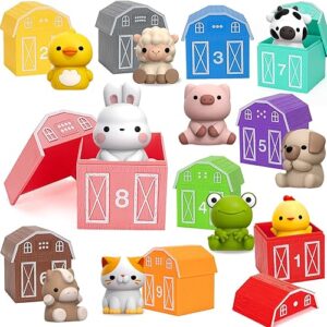 Learning Toys for 1,2,3 Year Old Toddlers, 20Pcs Farm Animals Toys Montessori Counting, Matching & Sorting Fine Motor Games