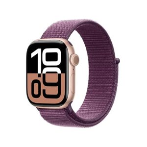 Apple Watch Series 10 [GPS 42mm case] Smartwatch with Rose Gold Aluminium Case with Plum Sport Loop. Fitness Tracker, ECG App, Always-On Retina Display, Carbon Neutral