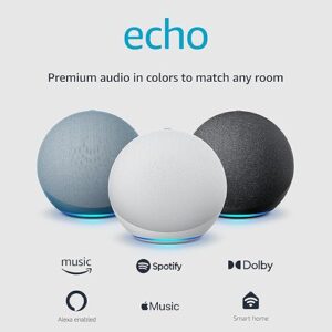Amazon Echo (newest model), Alexa speaker with premium sound, Ideal for large bedrooms, living rooms and kitchens, Glacier White