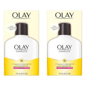 Olay Face Moisturizer Complete Lotion All Day Daily Facial Moisturizing Lotion SPF 15 for Normal Skin and Hydration, Oil-Free Non-Greasy, 6 Fl Oz (Pack of 2)