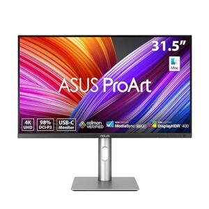 ASUS ProArt Display 32” (31.5" viewable) Professional Monitor (PA329CRV) - IPS, 4K UHD (3840 x 2160), 98% DCI-P3, Color Accuracy ΔE < 2, Calman Verified, USB-C PD 96W, Daisy-Chain, VESA DisplayHDR400