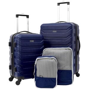 Wrangler Elysium Luggage & Packing Cubes, Blue, 4 Piece Set