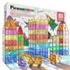 PicassoTiles 80 Pieces Magnetic Building Tiles Magnet Toys Diamond Educational Playset for STEM Sensory Gifts Kid Brain Development Stacking Blocks Construction Set