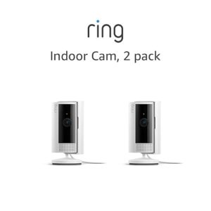 Ring Indoor Cam (2nd Gen) | latest generation, 2023 release | 1080p HD Video & Color Night Vision, Two-Way Talk, and Manual Audio & Video Privacy Cover | 2-pack, White