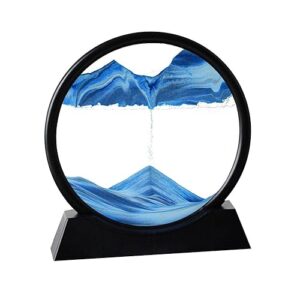 Arthink Moving Sand Art Picture,Liquid Motion 3D Sea Sandscape in Motion Display, Flowing Sand Frame Desktop Art Bookshelves Home Office Decoration (12 inch, Blue)