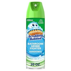 Scrubbing Bubbles Bathroom and Shower Cleaner Disinfectant Aerosol, Foaming Action Bathroom Grime Fighter, Rainshower Scent, 20oz