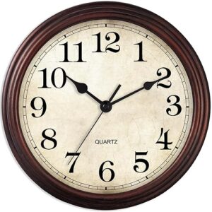 HYLANDA Wall Clock, 9 Inch Silent Non Ticking Classic Battery Operated Clocks, Decorative for Living Room, Bedrooms, Bathroom, Kitchen Office (Bronze)