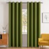 MIULEE Blackout Curtains for Bedroom Living Room Thermal Insulated Room Darkening Grommet Top Solid Light Blocking Drapery Set of 2 Window Panels 52 x 72 Inches Olive Green
