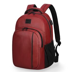 Goloni 15.6 Travel Laptop Backpack with USB Charging Port, Men Man Women Back Pack,Work,Casual College,High Schol Book Bag for Teens Lightweight Waterproof Casual Notebook Bag,Red