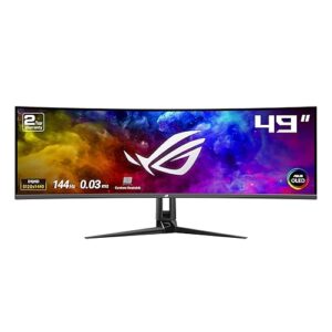 ASUS ROG Swift 49” Curved QD-OLED Gaming Monitor (PG49WCD) - Dual QHD 32:9 (5120x1440), 144Hz, 0.03ms, G-SYNC Compatible, Smart-KVM, 90W USB-C PD