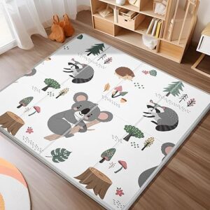 Foldable Baby Play Mat,59x59 Inches Baby Crawling Mat,0.8 Inch Thicken One-Piece Baby Playmat,Non Slip,Waterproof Activity Playmats for Babies,Toddlers,Infants, Play & Tummy Time,Koala