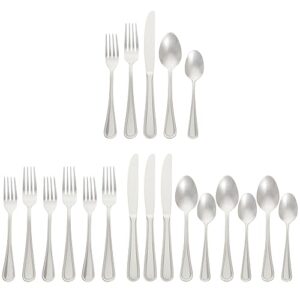 Amazon Basics Silverware Set, Stainless Steel Flatware, Dishwasher Safe, Service for 4, 20-Piece Forks and Spoons, Crown Edge