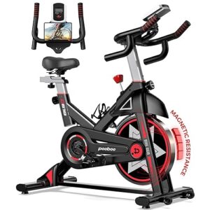 POOBOO Exercise Bike, Stationary Bike for Home Gym, Indoor Cycling Bike w/Comfortable Seat Cushion & Tablet Mount, Silent Belt Drive Indoor Bike for Cardio Workout