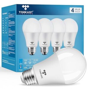 Torkase A19 LED Bulbs 100W Equivalent, 13W 1500 Lumens Very Bright and Energy Saving, Non-Dimmable, 3500K Soft White, Standard E26 Medium Base Lighting Bulb, 30000 Hour Lifetime for Home(Pack of 4)
