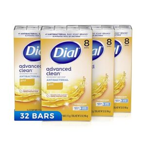 Dial Antibacterial Deodorant Bar Soap, Advanced Clean, Gold, 4 Oz, 32 Bars