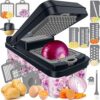 12-in-1 Vegetable Chopper, Kitchen Gadgets with 7 Blades, Veggie, Food, Onion Chopper, Cucumber Slicer, Versatile Mandoline, Includes Egg Separator & Finger Guard, Gray