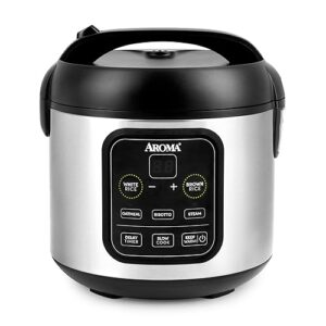 Aroma Housewares ARC-994SB Rice & Grain Cooker Slow Cook, Steam, Oatmeal, Risotto, 8-cup cooked/4-cup uncooked/2Qt, Stainless Steel