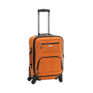 Rockland Pasadena Softside Spinner Wheel Luggage, Orange, Carry-On 19-Inch