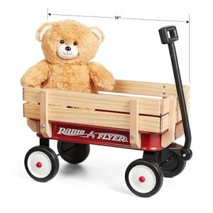 Radio Flyer My 1st Steel & Wood Toy Wagon with Teddy Bear, 19" Long Toy Wagon for Kids 1.5+