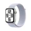 Apple Watch SE (2nd Gen) [GPS 44mm] Smartwatch with Silver Aluminum Case with Blue Cloud Sport Loop One Size. Fitness and Sleep Trackers, Crash Detection, Heart Rate Monitor, Carbon Neutral