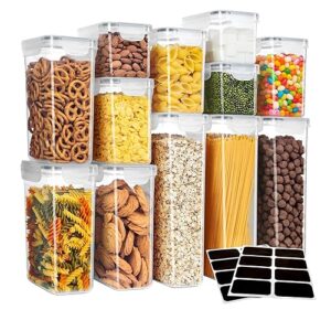 MR.SIGA 12 Pack Airtight Food Storage Container Set, BPA Free Kitchen Pantry Organization, Kitchen Canisters for Cereal, Spaghetti, includes 16 Reusable Sticker Labels