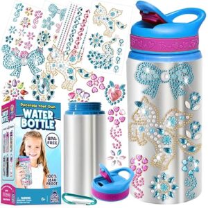 PURPLE LADYBUG Decorate Your Own Water Bottle for Girls - Gem Stickers Craft Set, Gifts for Girls 5-10 Years Old, Birthday Gift Ideas, Fun DIY Summer Activity for Kids, Great Gift for Little Girl