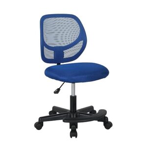 Amazon Basics Kids Adjustable Mesh Low-Back Swivel Study Desk Chair with Footrest, Blue