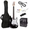 RockJam Electric Guitar Superkit with 10-watt Amp, Gig Bag, Picks & Online Lessons 6 String Pack, Right, Black, Full (RJEG03-SK-BK)