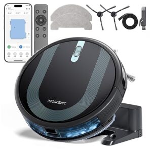 Proscenic 850T Robot Vacuum and Mop Combo, Ultra Slim, 3000 Pa Powerful Suction Automatic Vacuum Cleaner with 120 Min Run, Self-Charging, WiFi APP Customized Cleaning for Home Floor, Pet Hair, Carpet