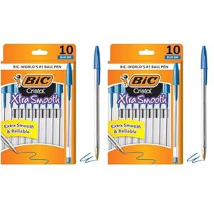 BIC Cristal Xtra Smooth Ballpoint Pen, Medium Point (1.0mm), Blue, 10-Count (Pack of 2)