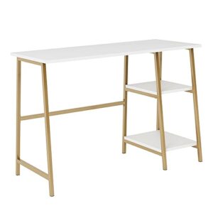 Sauder North Avenue Modern Desk with Open Shelves, White Finish