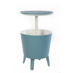 Keter Modern Cool Bar Outdoor Patio Furniture and Hot Tub Side Table with 7.5 Gallon Beer and Wine Cooler, Teal