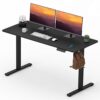 Adjustable Stand Up Desk with Memory Preset, Standing Desks 55 x 24 Inch Electric Home Office Desk Computer Workstation Splice Black Top + Black Frame