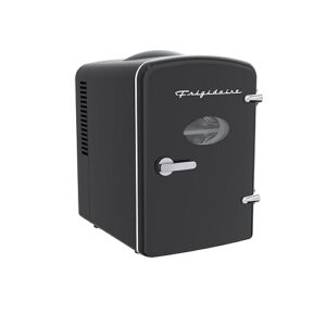 Frigidaire Retro Mini Personal Fridge Cooler, Holds up to 6 Cans, Portable for Car, Office, Bedroom, Dorm Room, or Cabin, AC and DC input, Black