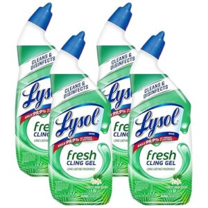 Lysol Toilet Bowl Cleaner Gel, For Cleaning and Disinfecting, Stain Removal, Forest Rain Scent, 24oz (Pack of 4)