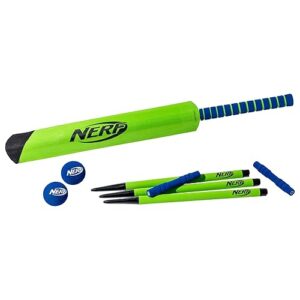 Nerf Foam Cricket Set - Full Starter Cricket with 30" Bat, (2) Foam Balls + (3) Plastic Wickets - Perfect for Adults, Kids + Beginners - Full Set
