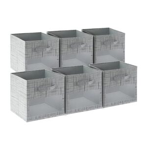 SUOCO Cube Storage Bins with Clear Window, Foldable Fabric Baskets Boxes for Shelf Closet Organizer, Nursery and Kids Room, 6 Pack, Grey